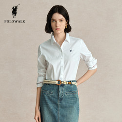 Polowalk White Shirt for Women, New Spring and Autumn Style, Paul Women's Business Formal Wear, Solid Color Inner Wear Long-Sleeved Shirt
