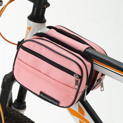 Bicycle Zipper Bag, Mountain Bike Front Frame Tube Bag, Four-Way Zipper Phone Bag, Equipment Saddle Bag, Water Bottle Bag