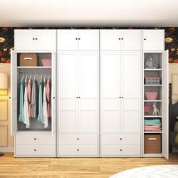 Steel Combination Wardrobe, Simple and Modern, Large Capacity Storage Cabinet, Environmentally Friendly, Home Use Bedroom Iron Art Pressed Wardrobe with Double Doors