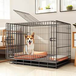 Dog Cage for Small Dogs, Indoor Home Use with Toilet, Medium-Sized Dog Cage, Pet Cage, Iron Mesh Dog Cage
