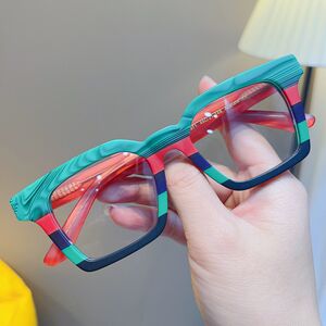
Jiandan versatile retro color matching handmade plate glasses frame fashionable square frame big face large frame anti-blue light myopia glasses