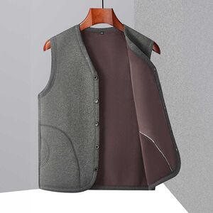 Men's 2024 new autumn and winter fleece fleece elderly cotton vest dad's thermal inner vest crotch
