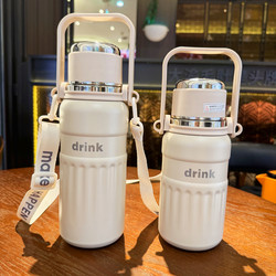 Authentic 2025 New Large-Capacity Stainless Steel Thermos Cup for Outdoor Sports, Student School Straw Cup, Travel Water Bottle