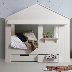 Modern famous children's bed custom wooden house bed solid wood house bed design small apartment multi-functional tent elevated bed