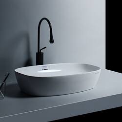 German Imported Simple Oval Ceramic Countertop Washbasin for Home Bathroom, Balcony Washbasin
