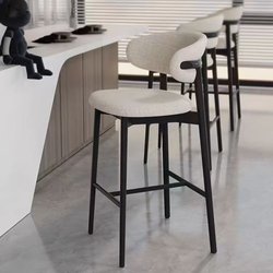 Nordic Modern Minimalist Light Luxury Solid Wood Home High Stool Bar Designer Chair Bar Stool with Backrest