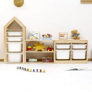 
Solid wood toy display cabinet Kindergarten early education center Baby toy classification and sorting cabinet floor-standing layered teaching aid cabinet