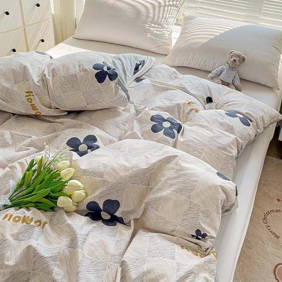 
Pure cotton four-piece student dormitory single and double pure cotton quilt cover for four seasons, printable Class A Big Cypress-8 mother and baby room