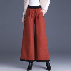 Fashion casual down wide -leg pants Women wearing warm wild cotton pants in winter