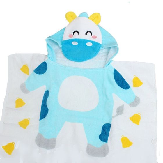 
Cartoon children's water-absorbing bath towel with hooded towel material pure cotton bathrobe baby swimming bathing and bathing can wear beach towel cloak