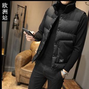 Autumn and winter vest men's Korean edition tide brand slim -fitting vest thickened horse clip down cotton jacket