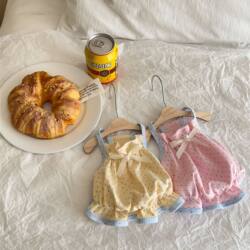 Summer Cute Polka Dot Suspender Dress for Pets, Sweet Princess Bowknot Maltese Small Dog Clothing