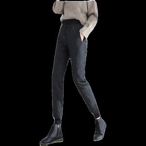
Down pants for women wearing fashionable high waist 2024 new thickened warm and cold-resistant women's cotton pants for autumn and winter