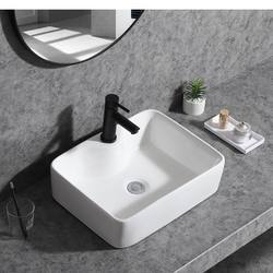 Ceramic Washbasin for Balcony, Bathroom Sink, Square Washbasin, Single Basin for Home Use, Countertop Basin
