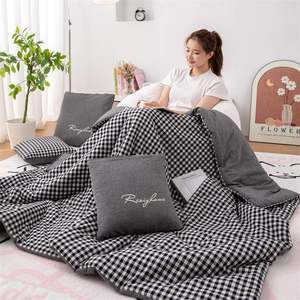 
2024 new Class A cotton lattice simple dual-purpose office car lunch break sofa cushion pocket pillow quilt