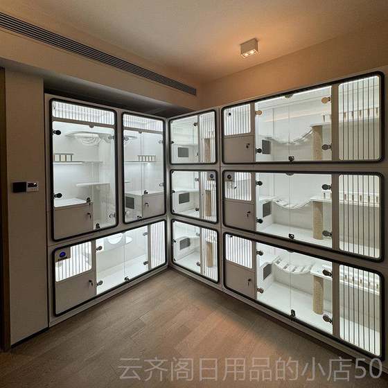 
Authentic Cat Palace physical store display cabinet pet custom fostering palace wooden cage cat and dog cabinet rock plate Nakashima cattery villa cat