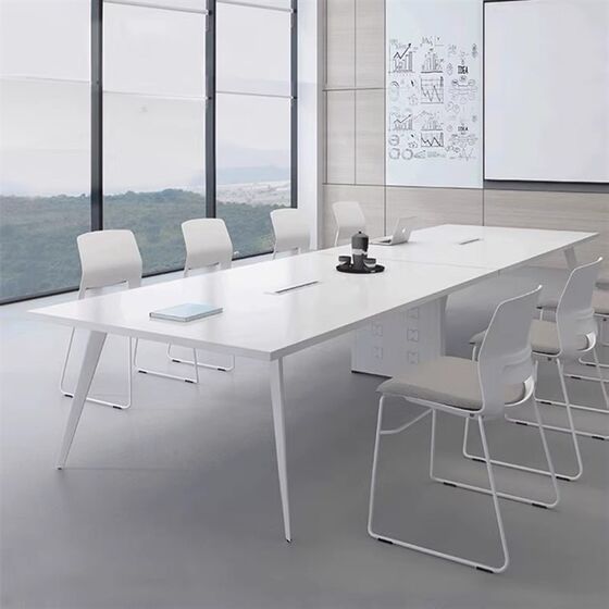 
White conference table long table simple modern office furniture table chair combination small reception negotiation table workbench