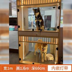
High-end dog and cat mixed cage, customized solid wood glass door, cat villa cabinet, cat display cage, breeding cage, toilet, foster care