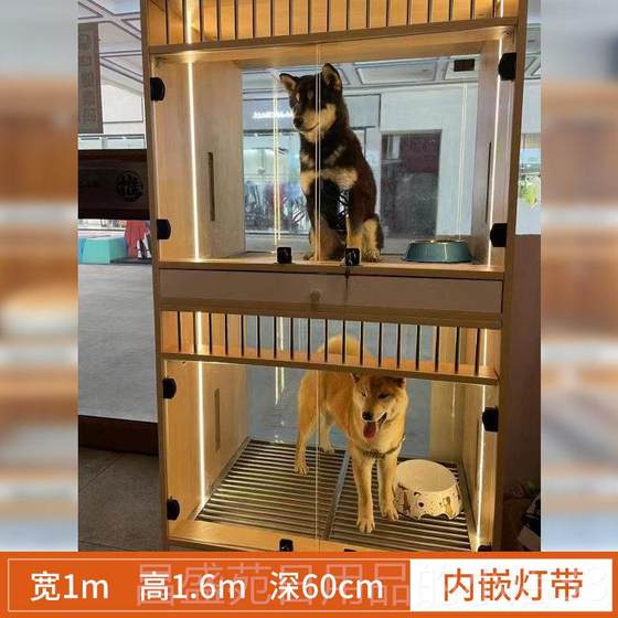 
High-end dog and cat mixed cage, customized solid wood glass door, cat villa cabinet, cat display cage, breeding cage, toilet, foster care