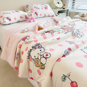 
KT cat Class A knitted cotton summer quilt kindergarten children's nap blanket summer sofa cover blanket summer air conditioning quilt
