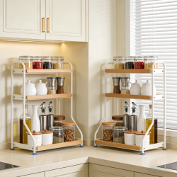 Condiment Storage Rack Kitchen Seasoning Jar Bottle Oil Salt Sauce Vinegar Rack Household Countertop Corner Multifunctional Storage Rack