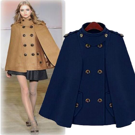 2024 autumn and winter new cloak woolen woolen women's Korean woolen woolen coat fashion large size shawl top tide
