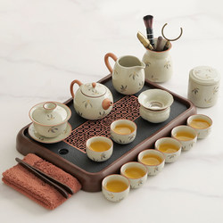 Phalaenopsis Orchid New Style Ru Kiln Tea Set, High-End Luxury Tea Pot for Home Use, Complete Set for Tea Making and Entertaining Guests, Suitable for Gifting