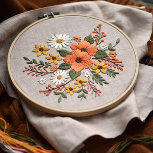 
Autumn color handmade DIY fabric beginner homemade European embroidery material bag small fresh flower and grass embroidery kit