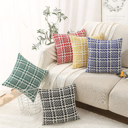 New Style Throw Pillow, Lumbar Pillow Cover, Plaid Woven Pattern, Soft Upholstery for Model Rooms, Car Windows, Sofa, and Bed Decoration Items