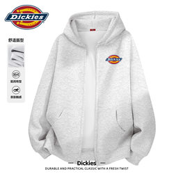 Dickies Floral Gray American-Style Cardigan Hooded Sweatshirt for Men and Women 2026 Trendy Brand Couple Loose Casual Jacket
