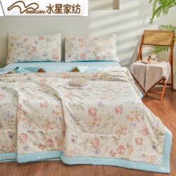 Mercury Home Textiles Pure Cotton Summer Quilt Double Quilt with Full Cotton Inside and Out, Four-Piece Set, Cotton Quilt, Air-Conditioning Quilt, Machine Washable