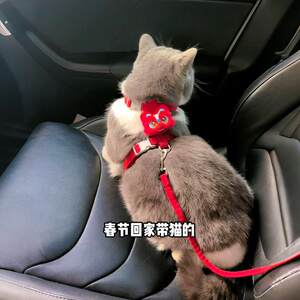
New Year's cat walking rope, Chinese style lion awakening, special collar to prevent breaking away and going out, New Year's festive harness, pet supplies