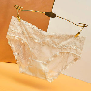 
Fashihan 4-piece sexy lace mesh women's underwear, seamless transparent hollow briefs, low-waisted cotton crotch, butt lift