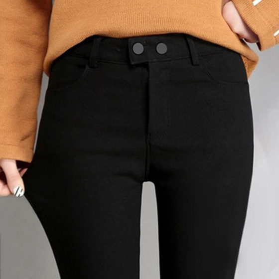 Loose waist, small feet, black elastic leggings, women wear spring and autumn thin waist, high waist, thin pencil tight pants

