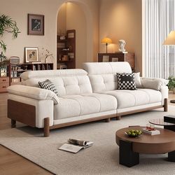 Cat-Scratch Fabric Sofa for Living Room, 2026 New Model, Mid-Century Style, Solid Wood Cloud Fabric Sofa, Removable and Washable, Suitable for Small Living Rooms