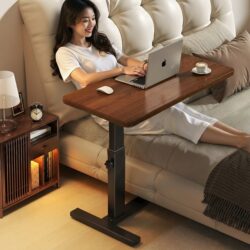 Bedside Table, Adjustable Computer Desk, Living Room Office Desk, Movable Table, Student Writing Desk, Side Table, Home Bedroom Lazy Bed Study Table, Foldable Bay Window Small Rectangular Work Desk