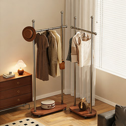 Floor-Standing Clothes Rack, Bedroom Movable Coat Rack, Antique-Style Metal Clothes Rack, Household Entry-Level Small Bag Rack