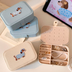 Cute Dachshund Jewelry Box Storage Box for Women, Portable Travel Large Capacity Necklace Ring Earring Jewelry Small Case