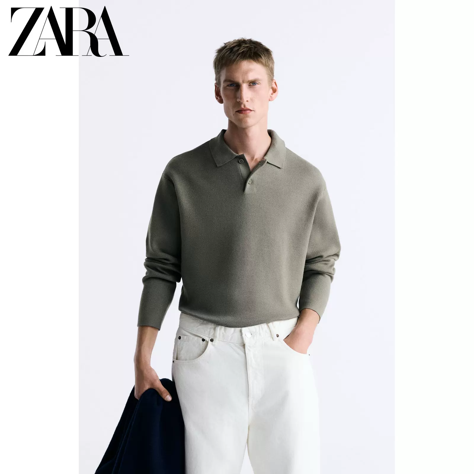 ZARA 新品男装松弛通勤宽松针织毛衣POLO衫5536303 505-Taobao