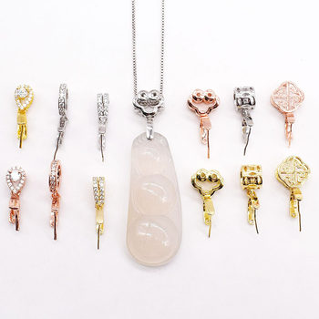 DIY Long Needle Jade Jade 24k Gold Necklace Pendant Buckle
