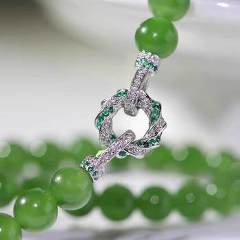 14k gold emerald full diamond pearl necklace buckle