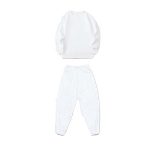 
White sweatshirt suit, children's performance clothing, simple casual style, loose and versatile sports suit