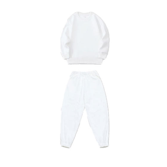 
White sweatshirt suit, children's performance clothing, simple casual style, loose and versatile sports suit