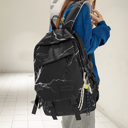 School Bag for Boys, Junior High School Fashion Trend, Lightning Design, Large Capacity, High School Backpack, Casual Japanese Style, College Student Backpack for Women