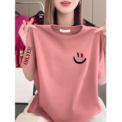 2025 Summer New Loose Cotton Short-Sleeved T-Shirt for Women Oversize Loose Printed Fashion Mid-Length Style for Women