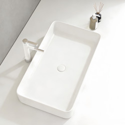 High-End Minimalist Countertop Washbasin Ceramic Rectangular Washbasin for Home Balcony Bathroom Oval Basin
