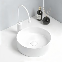 Round Countertop Washbasin for Home Use, High-End Artistic Washbasin, Balcony High-Temperature Ceramic Washbasin, Single Basin