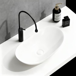 High-End Artistic Washbasin for Home Use, Countertop Ceramic Washbasin for Balcony, Single Basin