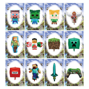 
Cross-border Amazon Game Minecraft Flag Theme Balloon Birthday Party Arrangement Aluminum Film Balloon Decoration