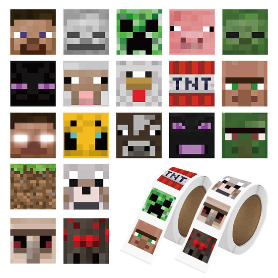 
Minecraft block sticker roll 500 diy handbook game peripheral student stationery desktop decorative tape